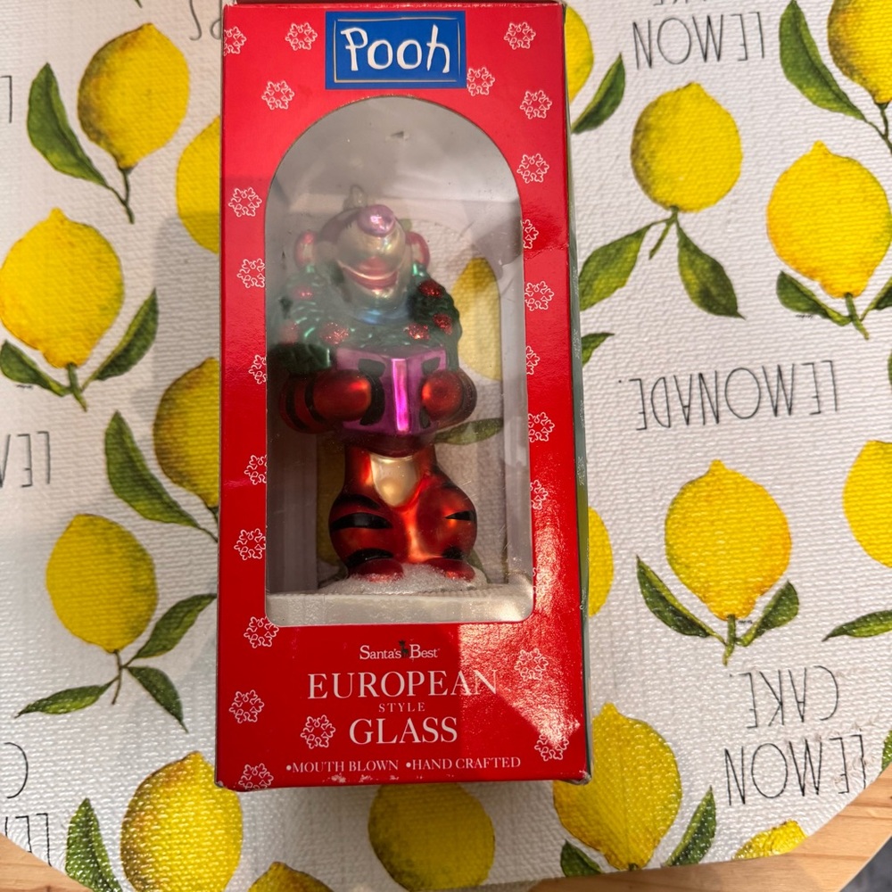 NIB 1999 Santas Best Pooh Series Tigger European Glass Ornament Mouth Blown